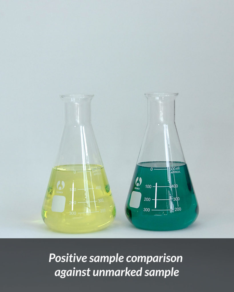 Positive sample comparison against unmarked sample